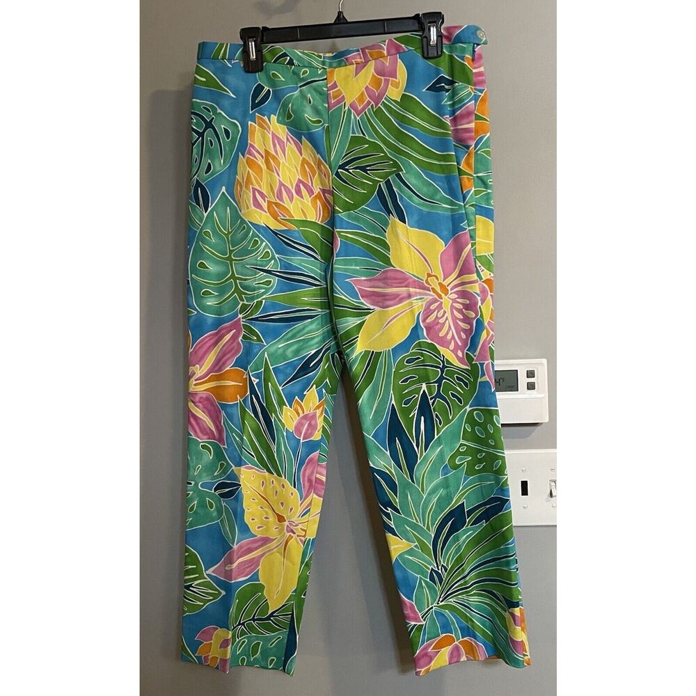 Lauren Ralph Lauren‎ Pants Tropical Floral Coastal Grandma Size 12 New